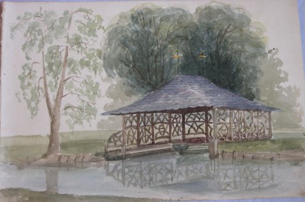 The Boat Deck in the Wilderness from the west side of the river Witham looking east by possibly Lady Sophia Frances Cust, Lady Tower (1811-1882)